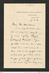 Nachlass Franz Steindachner, Brief von G. A. Boulenger an Franz Steindachner (07.11.1911), Inv.Nr. 49.12, Seite 1